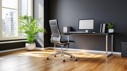 Modern Home Office Workspace Minimalist Design Sunlight Desk Chair Plant