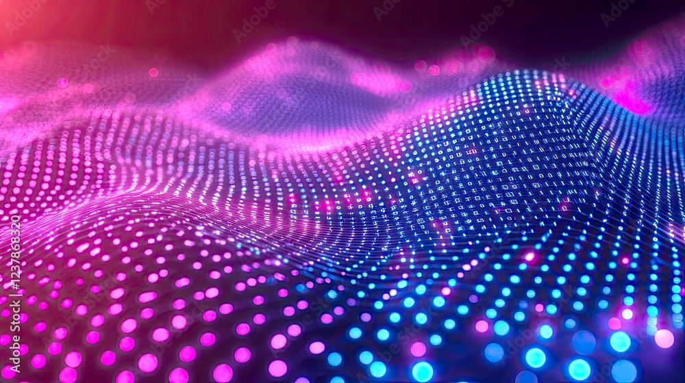Wall mural abstract digital wave: binary code flow, futuristic technology background, innovation concept