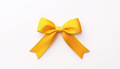 Bright yellow ribbon bow on a light background, ideal for gift wrapping or decoration