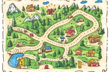 Road Map With Navigation Icons, 