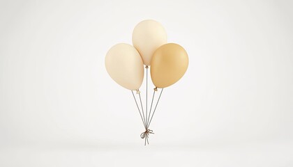 A cluster of three elegant balloons in soft hues, floating gently against a minimalistic backdrop