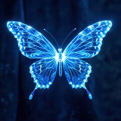 Blue butterfly with a glowing body