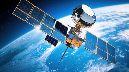 Obraz premium Satellite Orbiting Earth High Resolution Space Technology Image