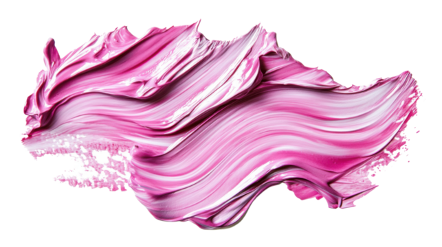 Pink paint stroke creating dynamic wavy pattern on transparent background