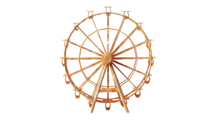 Wooden ferris wheel rotating on transparent background