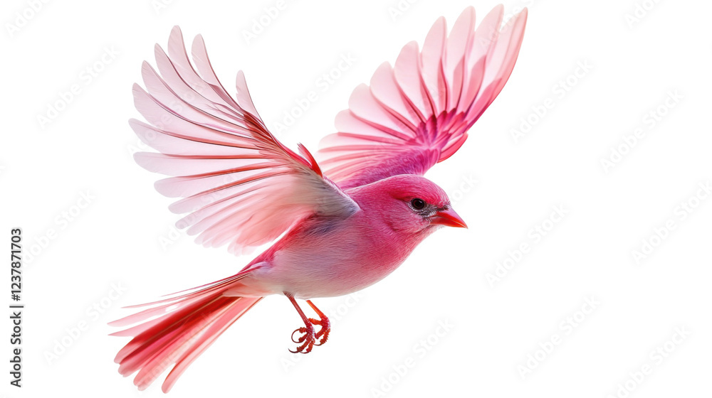 Aufkleber pink bird flying with open wings on transparent background