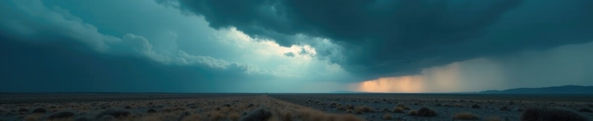 Obraz premium Dark, swirling clouds over a desolate landscape, stormy, clouds, gloom
