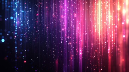 Colorful light streaks background; vibrant, glittering particles; festive backdrop; ideal for celebration events