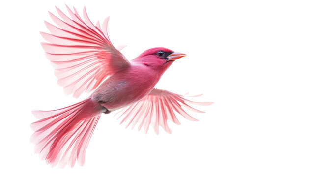 Pink bird flying with wide open wings on transparent background - Powered by Adobe