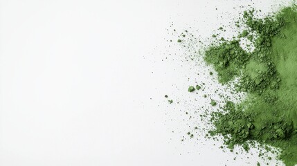 Green Powder Texture on White Background