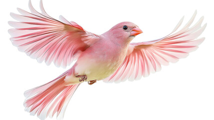 Pink bird flying with open wings on transparent background