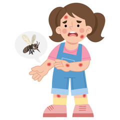 Illustration of a girl with red spotted skin