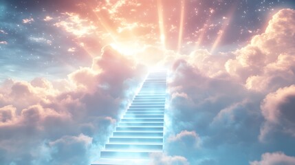 Heavenly Stairway Ascending Through Clouds to Light