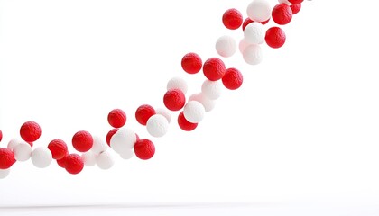 Abstract representation of molecular structure with red and white spheres on a clean background