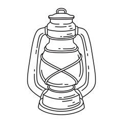 Camping lantern icon in outline style isolated on white background. Camping symbol stock vector illustration.