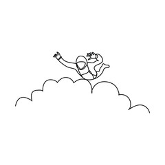  One continuous line drawing of Sky clouds white. Clouds concept. Doodle vector illustration in simple,