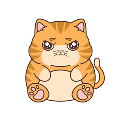 Cute cartoon cat. Isolated on white background. Vector illustration.