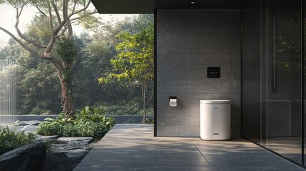 Obraz premium Serene Outdoor Bathroom Oasis with Modern Amenities