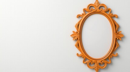 Ornate Gold Oval Frame on Textured Off White Wall