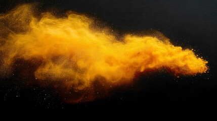 Abstract Golden Dust Cloud Explosion: Vibrant Yellow Powder Texture Background