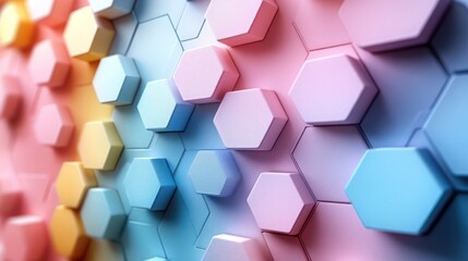 Abstract Hexagon Pattern: A Pastel Dream in 3D