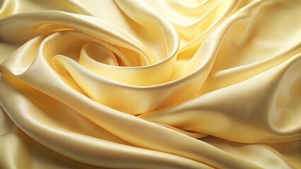 Luxurious Golden Fabric Draped in Elegant Swirls and Soft, Gentle Folds, a Textured Background Ideal for Design Projects