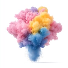 Fototapeta premium Colorful Holi Paint Explosion with Vector Abstract Rainbow and Smoke Clouds on Wide Panorama Background