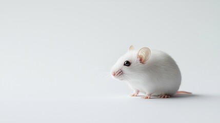 Isolated on white, this mouse studio features a professional product photography setup with high-contrast lighting, a stylish backdrop, and a lifelike mouse figure