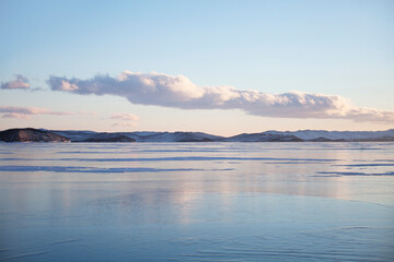 ice of Lake Baikal, winter landscape