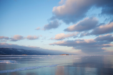ice of Lake Baikal, winter landscape