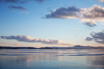 ice of Lake Baikal, winter landscape
