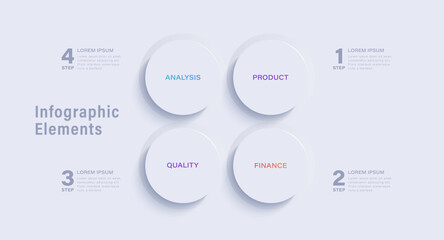 Neumorphism white marketing and financial infographics design template
