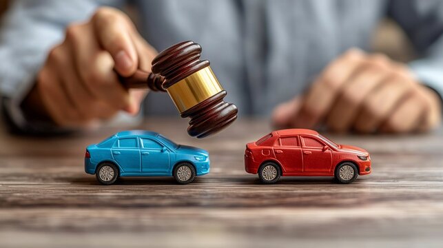 Gavel falls on toy cars; car accident dispute resolution
