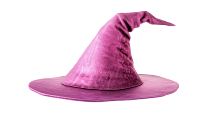 Pink witch hat isolated on transparent background for halloween party costume