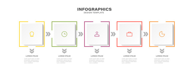 5 process infographic arrows design template. Strategy and Business presentation.