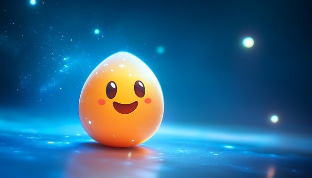 A rocket emoji isolated on a cosmic blue background.