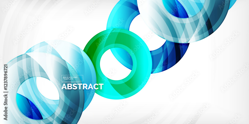Poster bright colorful circles with light effects. abstract background