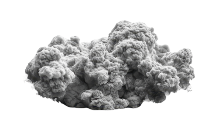 Realistic grey smoke cloud forming on transparent background