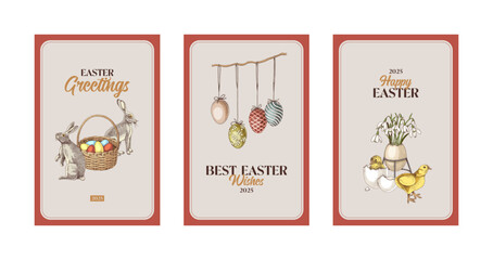 Hand drawn Easter cards collection