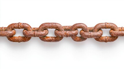 Fototapeta premium Rusty Chain Links On White Background