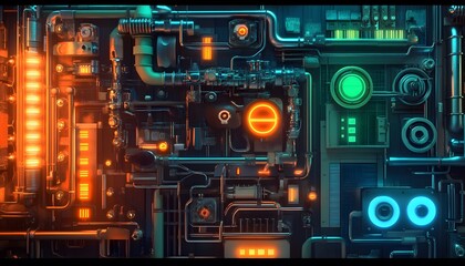 Obraz premium Futuristic Industrial Panel Complex System Design