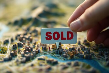 Real estate transaction urban area image of map cityscape close-up property ownership concept