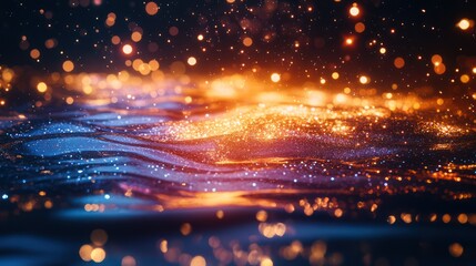 Obraz premium Enchanted Glitter Water: A Night of Sparkling Waves