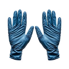 Blue Medical Gloves on White Background