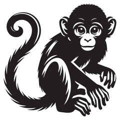 Obraz premium Monkey silhouette black and white vector icon