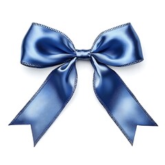 Elegant Blue Satin Bows and Ribbons on Firm Surface