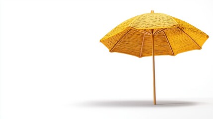 Small Yellow Parasol with Brown Pattern on White Background