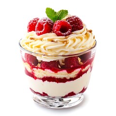 Delicious Layered Dessert: White Cream Cake with Raspberry