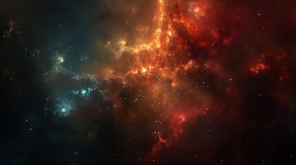 Naklejka premium Vast and vibrant deep space nebulae with swirling clouds of cosmic dust and glowing gas in stunning colors, showcasing the beauty of the universe