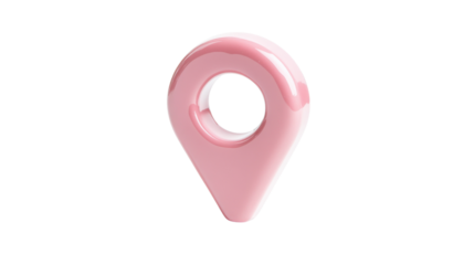Pink location pin showing destination on transparent background